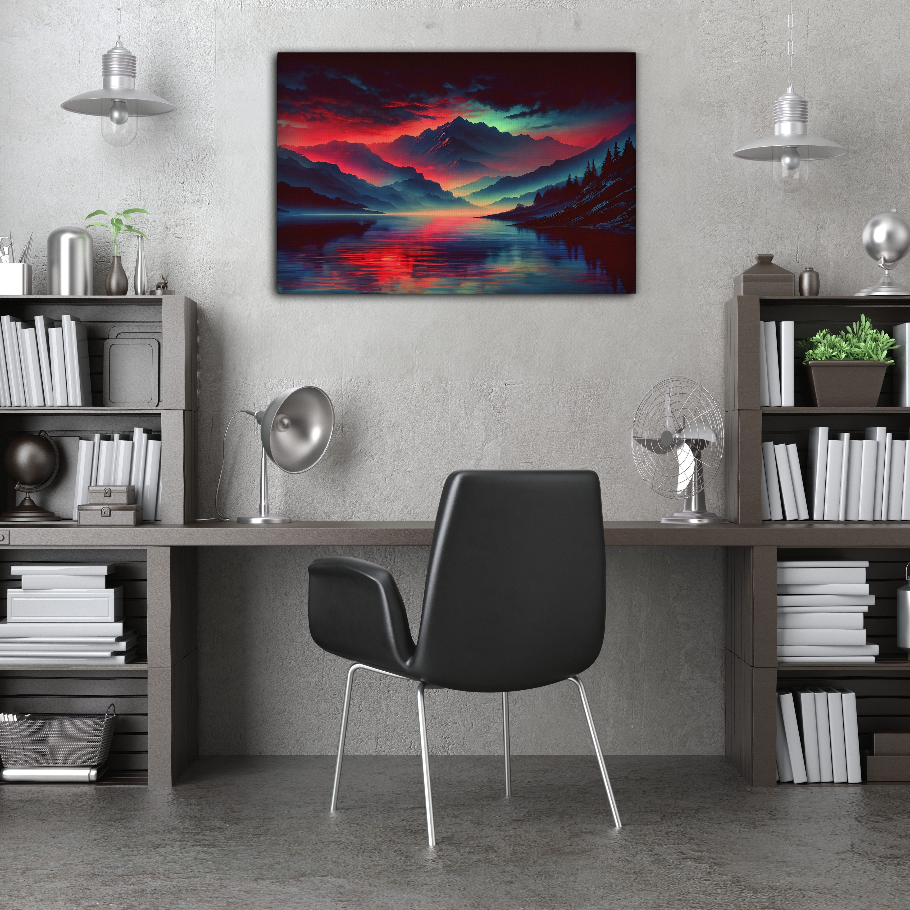 Gölde Alacakaranlık Dijital Sanat Kanvas Tablo